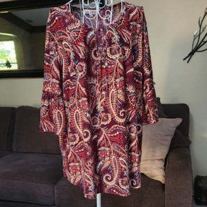 Carol Rose burgundy paisley print top sz 2X